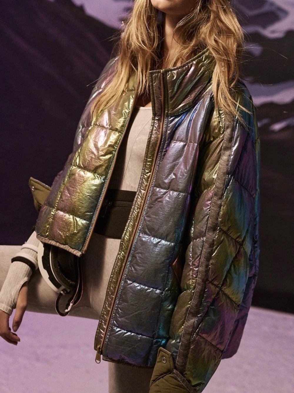 Free People Iridescent Time to Shine Pippa Packable Puffer Jacket